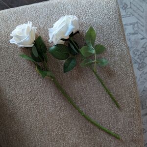 Faux Off-White Roses (Medium/Long Stem) | Wedding/Shower/Birthday